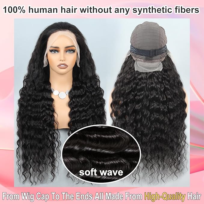 30 Inch 13x6 Loose Wave HD Lace Front Wigs Human Hair 200 Density 100% Real Human Hair 15A Loose Deep Wave Wig Human Hair Pre Plucked, No Synthetic Blend No Tangle No Shedding Triple Lifespan 3X