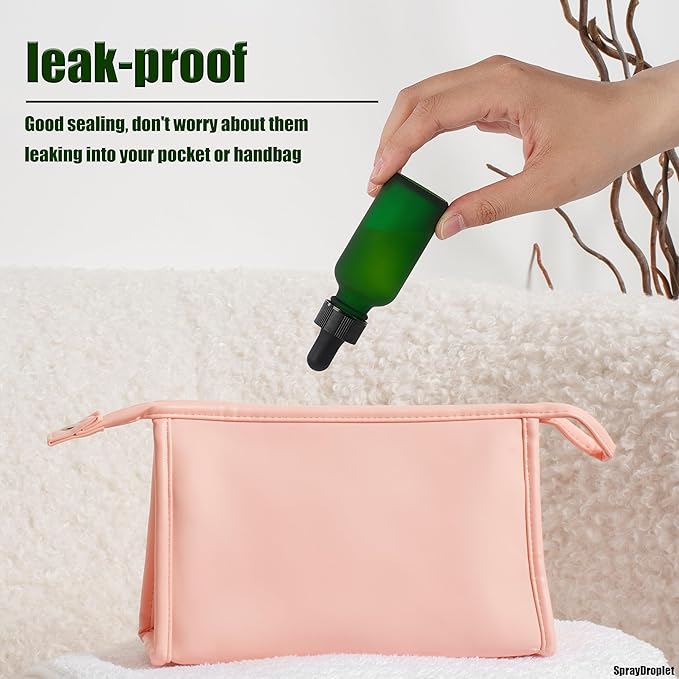24 Pcs, 1oz Glass Dropper Bottle, Leakproof Tincture Bottles with Dropper, Green Reusable Eye Dropper Bottle, Preety Frosted Texture, for All Kinds of Liquids (Green-Frosted, 1oz-24pcs)