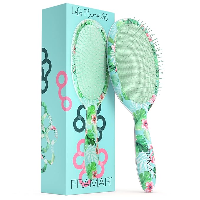 FRAMAR Green Hair Brush Detangler, Detangling Hairbrush For Women, Wet Hair Brush For Girls, Hair Detangler Brush, Wet Hairbrush, Hairbrushes, Girls Hairbrush Detangler, Reduces Frizz - Floral