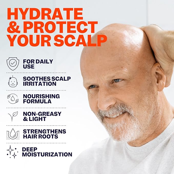 Freebird Scalp Moisturizer - 50mL Refreshing & Soothing Head Lotion, Matte Finish, Anti-Aging Collagen, Hydrating, Non-Greasy Formula, Travel Size, Nourishing Daily Cleanser for Bald Men and Women
