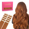 WENNALIFE Tape in Hair Extensions Human Hair Dirty Ginger Tape in Extensions, 10pcs 20g 10 inch Remy Invisible Tape Ins Straight Colored Soft Real Human Hair Tape in Extensions Refill Set Extensions
