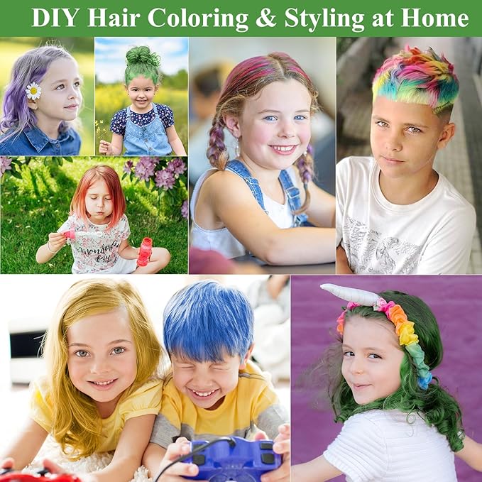 Ultikare Green Hair Color for Kids - Instant Mud Cream Gel Wax, 3.4 Fl Oz, Christmas Girl Gifts, Party, Cosplay DIY, Children's Day