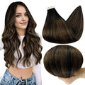 Full Shine Tape in Hair Extensions Human Hair 22 Inch 1B Off Black Fading To 6 Brown and 1B Black Balayage Tape in Extensions Remy Hair Seamless Tape Extensions Tape ins 50G 20 Pcs