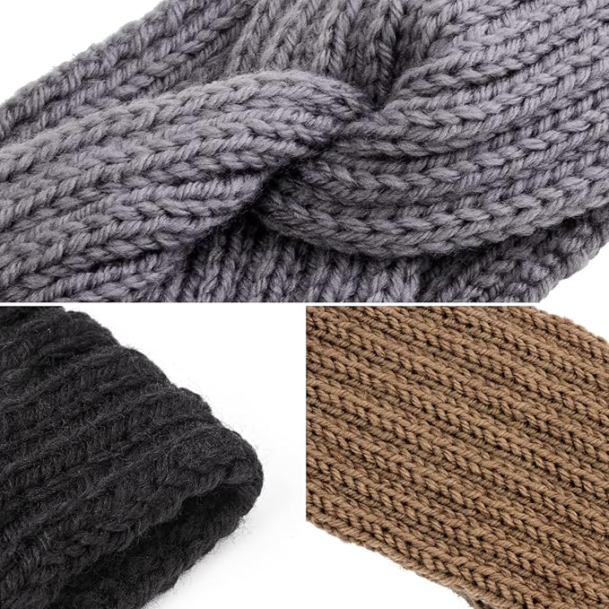 DRESHOW Knit Crochet Headband for Women Ear Warmer Soft Turban Stretch Warmer Headbands Winter Fashion Head Wrap