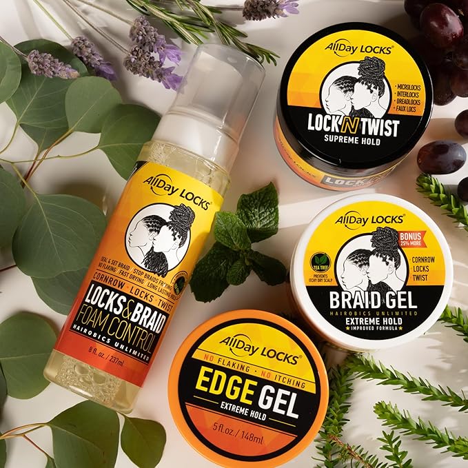 AllDay Locks Lock N Twist (Bucket) | Supreme Hold, No Frizz or Flaking | Hydrating, Nourishing Locking Gel | Grape & Avocado-Infused | Lock & Twist Braids, Locks, Twists, Cornrows | 64 oz