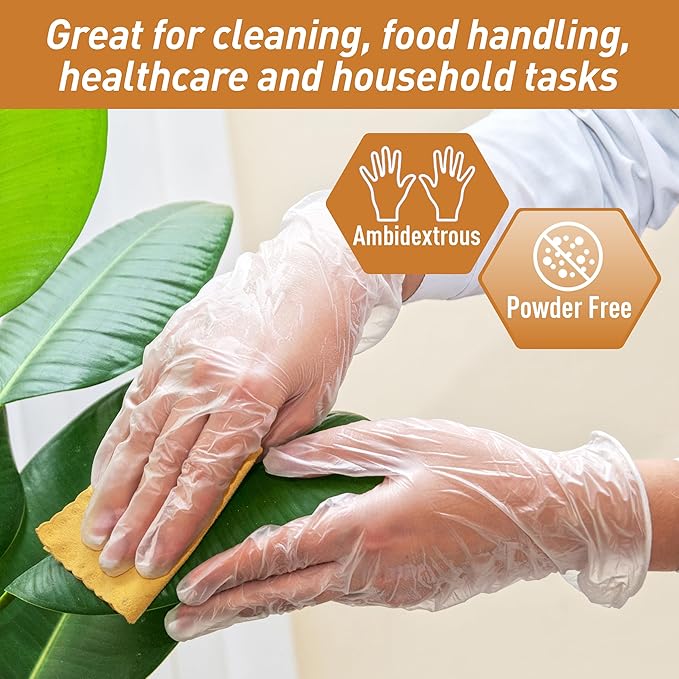 Med PRIDE Vinyl Gloves| 4.3 mil Thick, Powder-Free, Non-Sterile, Heavy Duty Disposable Gloves| Medical, Food Hand