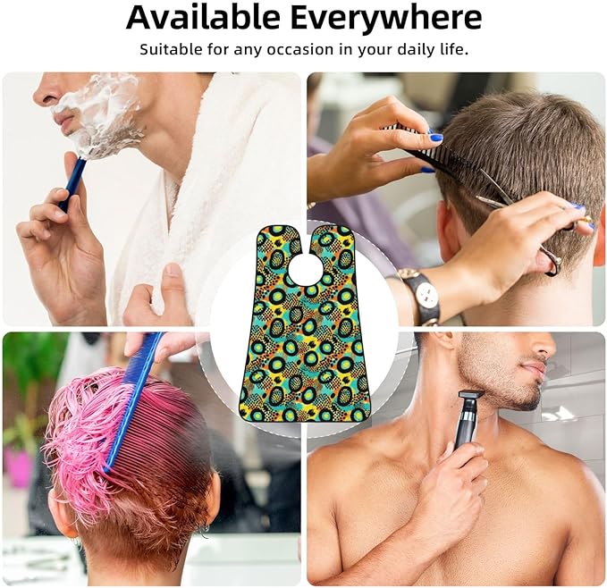 Waterproof Grooming Apron, Non-Stick Beard Bib with Suction Cups, for Turquoise Green Yellow Cheetah Leopard Print