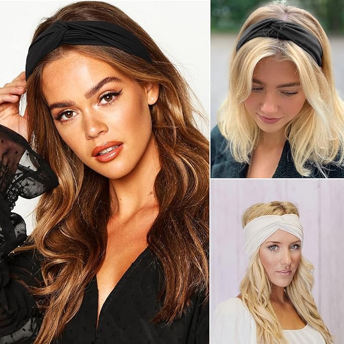 DRESHOW 8 Pack Headbands for Women Yoga Knotted Headbands Elastic Criss Cross Hair Accessories Sports Head Wrap Non Slip
