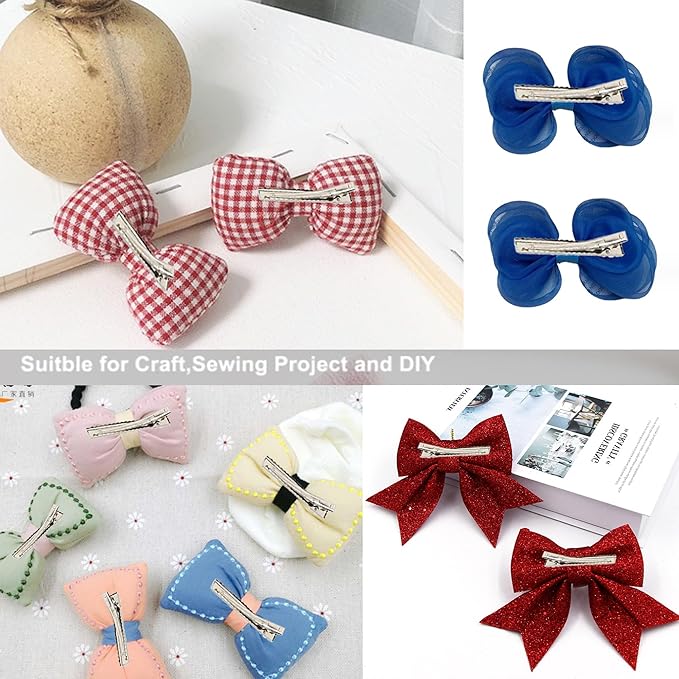 45Pcs Metal Hair Accessories Set: Alligator Hair Clips for Bow Making, 3 Sizes Silver Hair Curlers, Salon Grips, DIY Hairpins with Case