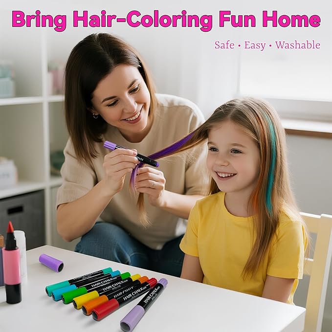 Temporary Hair Chalk for Girls & Boys, Washable Hair Crayon for Parties, Cosplay, Festivals & Daily Fun, Great Gifts for Teenage, 10 Colors