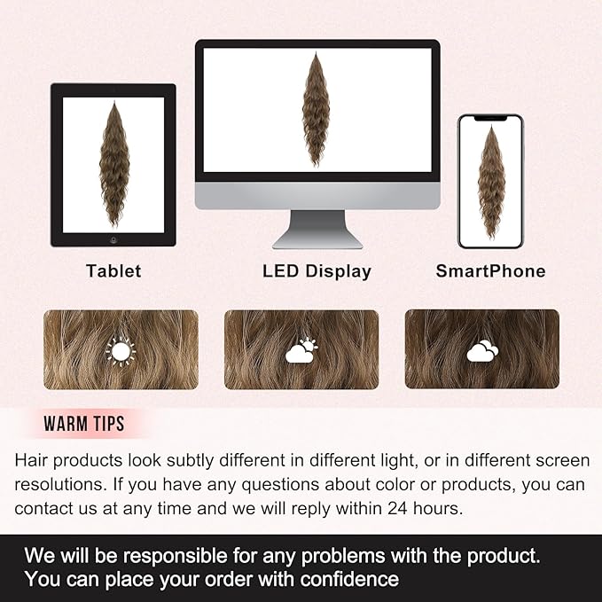 Flufymooz Ponytail Extension, Flexible Wrap Around Ponytail Extension Long Wavy Curly Ponytail Hair Extensions Natural pony tail Synthetic Hairpiece for Women 32 Inch (Light Brown)