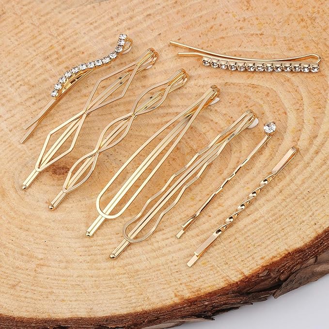 20 Pieces Elegant Hair Barrettes Bridal Golden Metal Hair Clip Artificial Pearl Hair Pins and Clear Rhinestone Bobby Pin for Weddings Hair Accessories