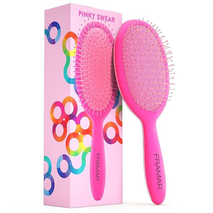 Framar Detangling Brush for Curly Hair – Hair Brushes for Women, Wet Hairbrush For Women, Hairbrushes, Pink Hair Brush Detangler, Reduces Breakage, Frizz and Static – Pink Brush