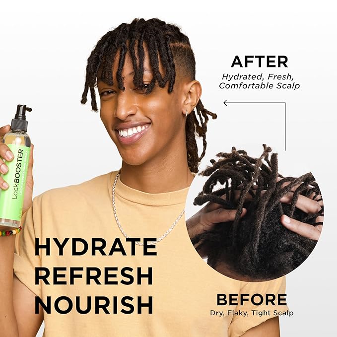 Style Factor LockBOOSTER Lock Refreshing Spray – Hydrating & Cooling Mist for Braids, Locs & Twists – Alcohol-Free Formula with Peppermint –Refresh Hair & Scalp 8 oz