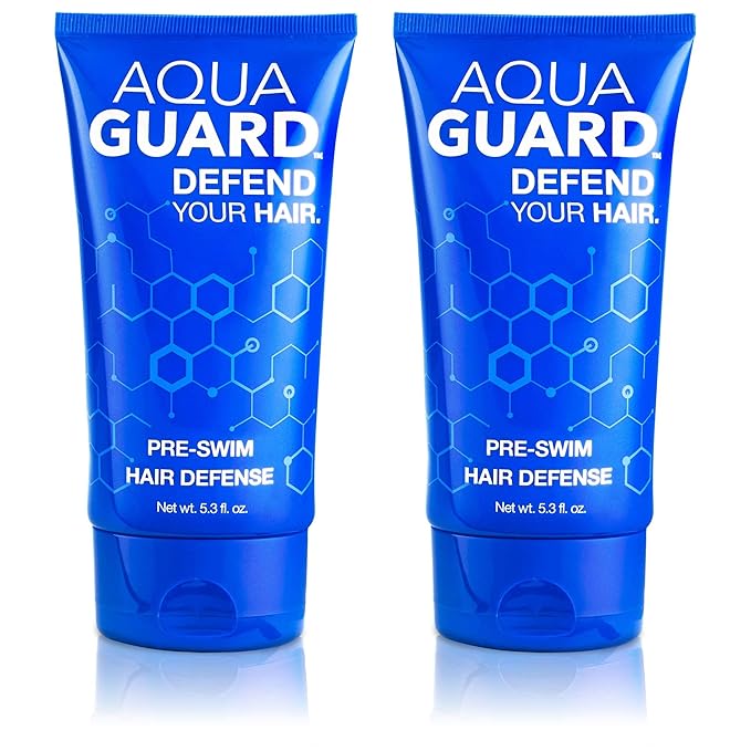 AQUA GUARD Pre-Swim Hair Defense | No More Swim Hair | Prevents Chlorine Damage + Softens Hair While Swimming | Made in California | Color Safe, Leaves Hair Smelling Great | 5.3 oz (2 Pack)