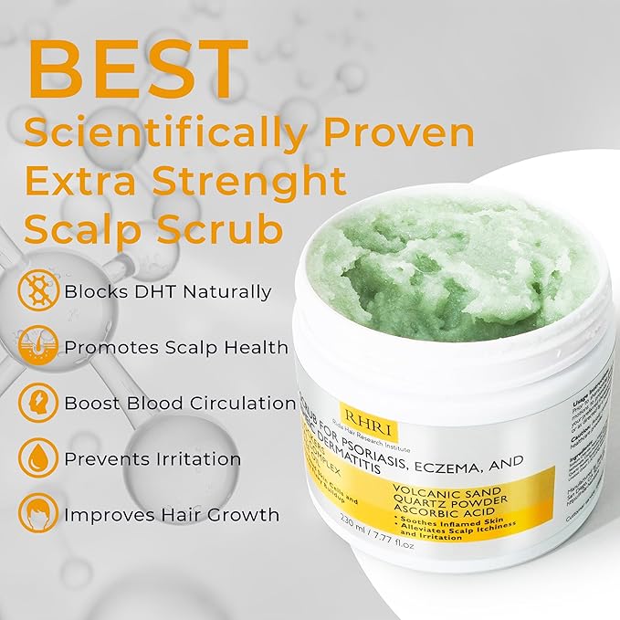 Anti Fungal Pre Shampoo Scalp Scrub for Psoriasis, Eczema & Seborrheic Dermatitis | DHT Blockers, Mineral Complex & Tea Tree Oil | Soothes Scalp and Promotes Hair Growth for Men & Women