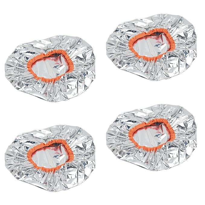 10pcs Aluminum Foil Hair Dye Processing Caps, Silver Hair Conditioning Caps for Deep Treatment, Constant Temperature Heat Retention Caps with Elastic Band, Reusable Hair Coloring C