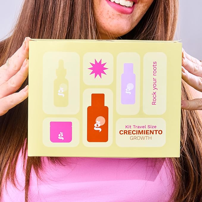GINGER MILK Hair Growth Travel Kit | Stimulates, Hydrates & Nourishes with Ginger, Rosemary & Biotin | Includes Shampoo, Hair Mask, Heat & Sun Protector, Dropper Serum & Free Travel Bag