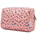Narwey Cute Cheetah Makeup Bag Travel Cosmetic Bag Organizer Toiletry Bag Make Up Bags with Compartments for Women Girls (Large, Leopard)