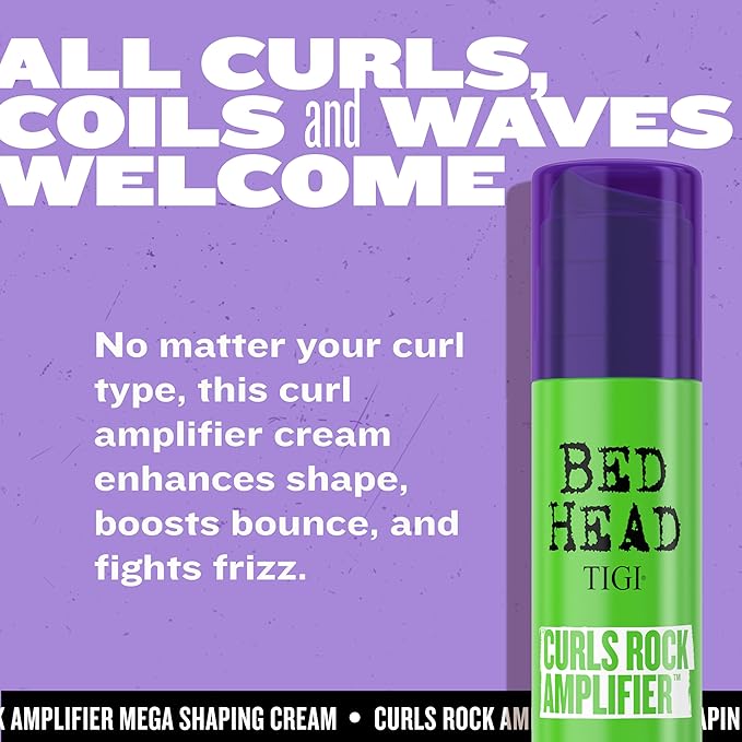 TIGI Bed Head Curls Rock Amplifier Curl Cream for Definition and Enhancement of All Curly Hair Types, 3.38 fl oz