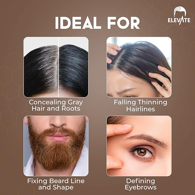 ELEVATE Hair Line Powder Instantly Conceal Hair Loss for Thinning Areas - Shadow Makeup - Root Cover Touch Up with Puff Touch - Instant Gray Coverage for Men and Women (Light Brown)