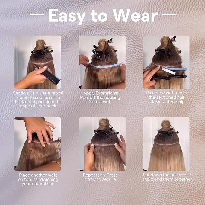 Full Shine Tape in Hair Extensions 18Inch Wire Adjustable Size Color 8 Ash Brown Ombre 60 Blonde And 18 Dark Ash Blonde Balayage Tape in Weft Hair Extensions Human Hair 50G One Piece Easy Application