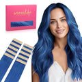 Wennalife Tape in Hair Extensions Human Hair Blue Tape in Extensions, 10pcs 30g 24 inch Remy Invisible Tape Ins Straight Colored Soft Real Human Hair Tape in Extensions Refill Set Extensions