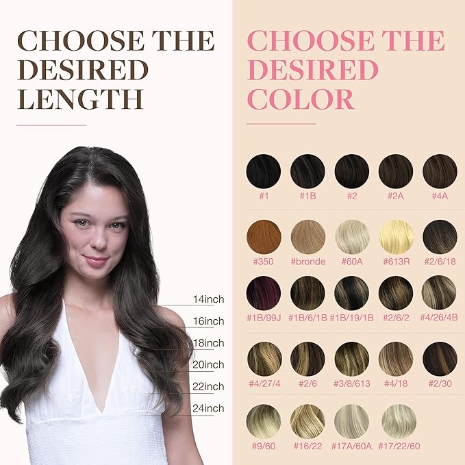 GOO GOO Tape in Hair Extensions Human Hair, 2A Light Brown, 18inch 50g 20pcs, Skin Weft Seamless Invisible, Silky Straight with Thick Ends, Remy Human Hair