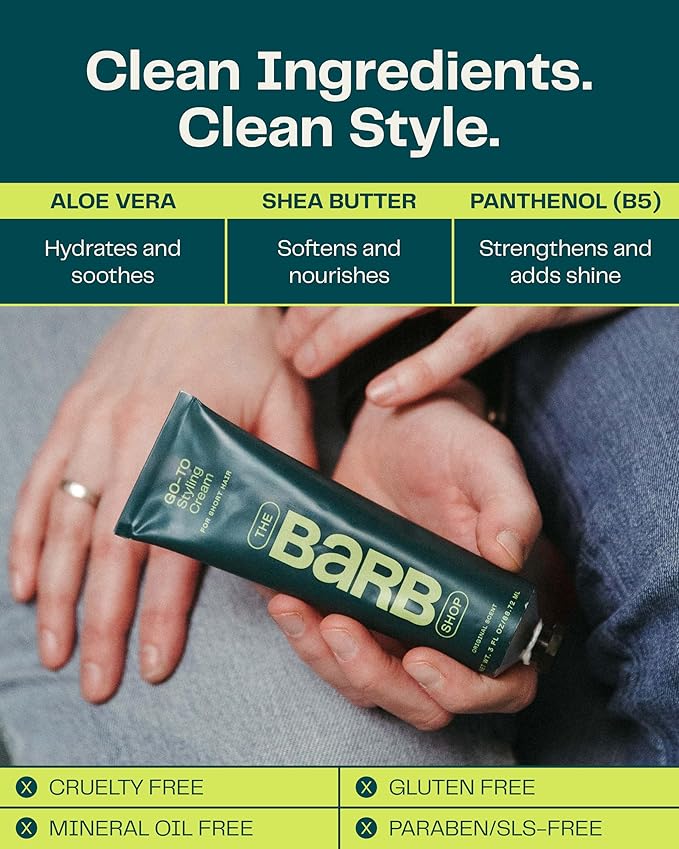 Barb Styling Cream for Women and Men - Soft Hold Hair Styling Cream for Curl Definition and Frizz Control - Lightweight, Natural Finish - Original Scent - 3 fl oz
