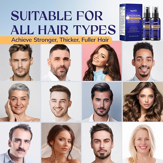 5% Minoxidil Hair Growth for Men and Women: 4-Pack Extra Strength Minoxidil Hair Loss Treatment Serum with Rosemary for Faster Stronger Thicker Hair Growth - 240 ML