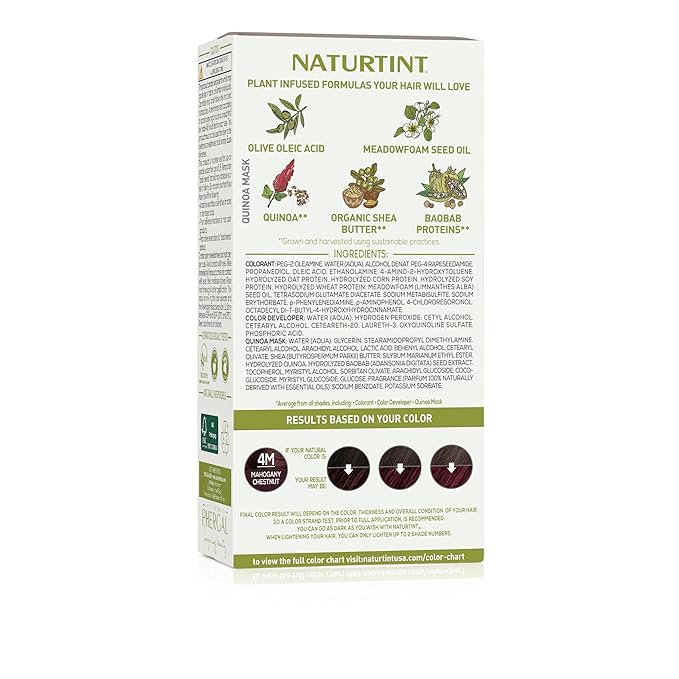 Naturtint 4M Mahogany Chestnut Permanent Hair Color (Pack of 6), Ammonia Free, Vegan, Cruelty Free, up to 100% Gray Coverage, Long Lasting Results (Packaging may vary)