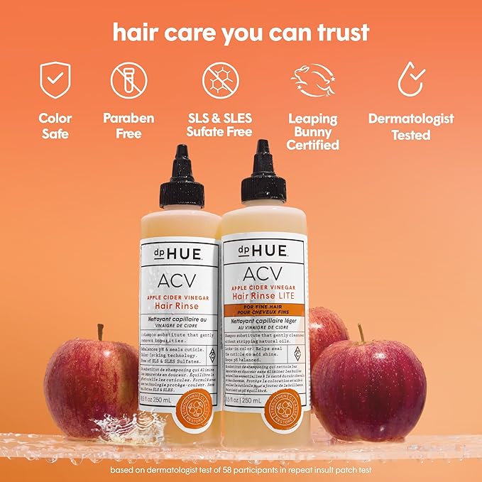 dpHUE Apple Cider Vinegar Hair Rinse, 20 oz - Shampoo Alternative, Scalp Cleanser & Post Workout Rinse - Removes Buildup & Sweat - Protects Natural Hair Oils