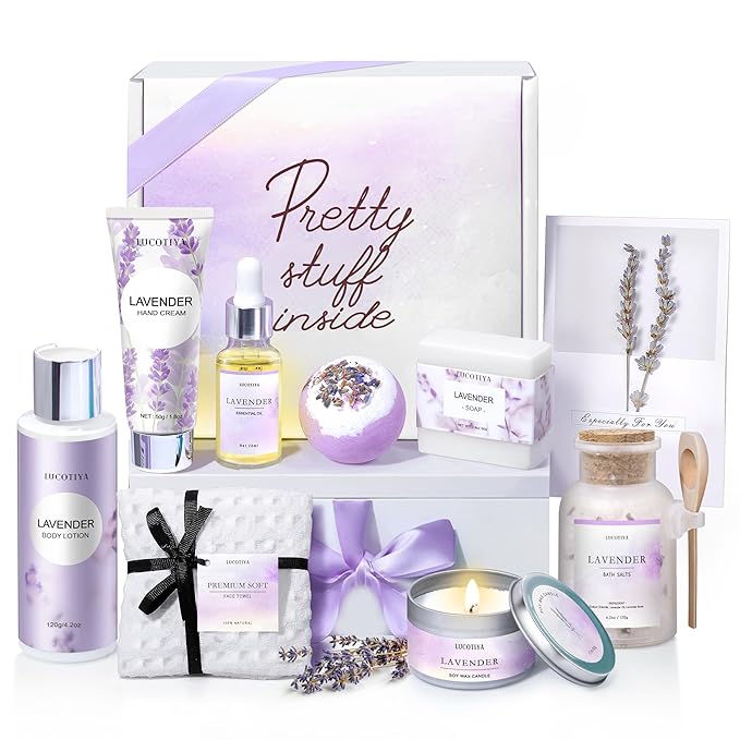Gifts for Women Spa Gifts Baskets for Women Christmas Birthday Gifts Lavender Bath and Body Sets Mothers Day Gifts Relaxing Self Care Get Well Gift for Mom Her Girlfriends Sister Teacher Friends