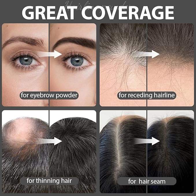 2 Pack Hairline Powder for Women and Men, Used to Root Touch Up Hair Color, Thinning and Gray Hair Coverage and Bald Spots Coverage, Dark Black