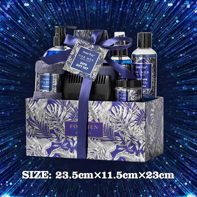 Fathers Day Christmas Gift Baskets, Birthday Gifts Spa Kit for Men Classic Perfume Bath Gift Set and Shower Gift Basket Self Care Shaving Kit Mens Bath Beard Spa Gifts Baskets Mens Gift Set beauty kit