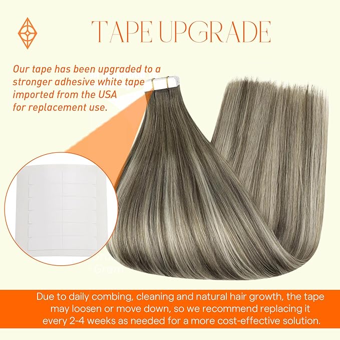 Full Shine Invisible Tape in Hair Extensions Balayage Brown and Blonde 7/1000/7 Seamless Hair Extensions Tape in Straight Tape in Human Hair Extensions 22 Inch 50G Skin Weft Tape Extensions 20 Pcs