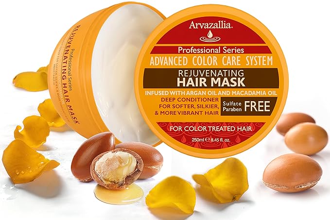 Arvazallia Rejuvenating Hair Mask and Deep Conditioner For Color Treated Hair with Argan Oil and Macadamia Oil Sulfate Free & Paraben Free