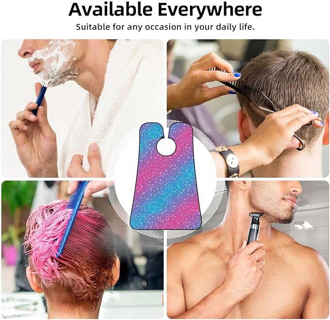 Men's Beard Maintenance Apron, Waterproof & Easy Clean, Purple Blue Glitter Pattern