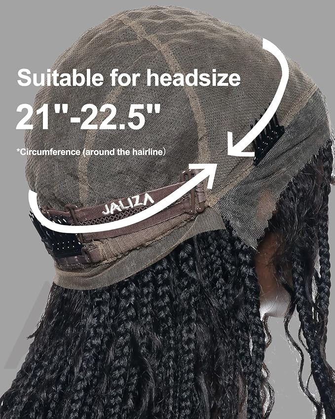 Human Hair Boho Curls Hand-Tied HD Full Lace Wig - 24" Salon-Level Small Box Synthetic Braids (80 Braids, Medium Density) Pre-Cut Swiss HD Lace, Pre-Plucked, Tangle-Free - 1B/27 Honey Blond