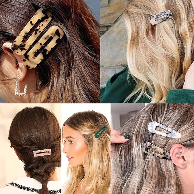 12 Pieces Acrylic Resin Marble Hair Clips Set, Decorative Pearls Hair Barrettes Sweet Decorative Bobby Pins Hairpin Headwear Hair Accessories Headwear for Women and Girls…