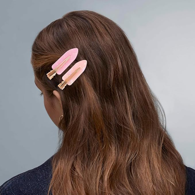 No Crease Creaseless No Bend Hair Clips For Styling Non Slip Flat Clips For Makeup Hair Accessories For Women,Pink Purple,12 PCS
