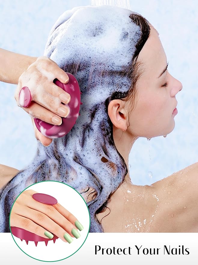 HEETA Scalp Massager Hair Growth 2-Pack, Soft Silicone Scalp Scrubber Shampoo Brush for Exfoliation Dandruff Removal Head Massage Stress Relax, Wet & Dry Use for Women Men Thick Thin Curly Hair Care