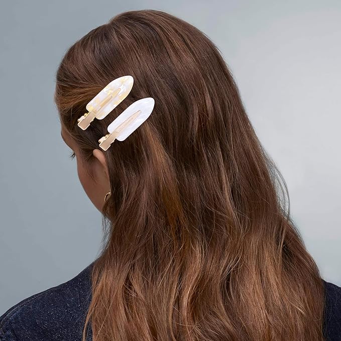 No Crease Creaseless No Bend Hair Clips For Styling Non Slip Flat Clips For Makeup Hair Accessories For Women,White Gold Color,12 PCS