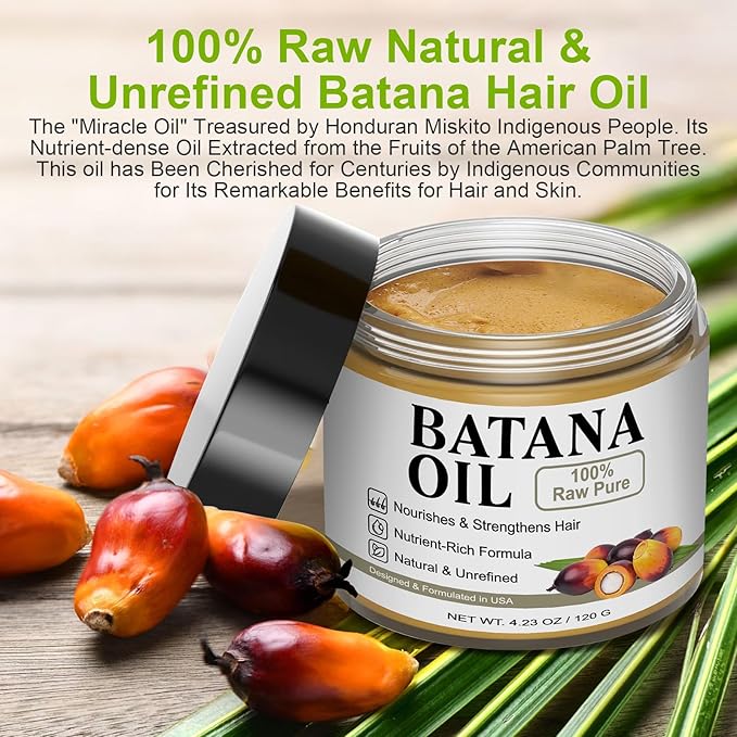 Dr. Sebi 100% RAW Batana Oil – Unrefined & Natural Batana Oil for Hair Growth, Boosts Thickness & Shine, Repairs Damage, Reduces Hair Loss, Fights Frizz & Split Ends For Men & Women 4.23 Fl Oz