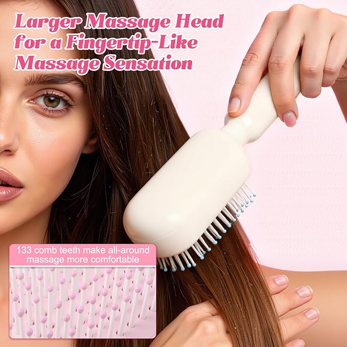 Retractable Cushion Massage Comb Brush, Anti-Static Easy-Clean Massage Comb,Air Cushion Massage comb,Smooth Clean Detangling Comb for All Hair Types (Blue)