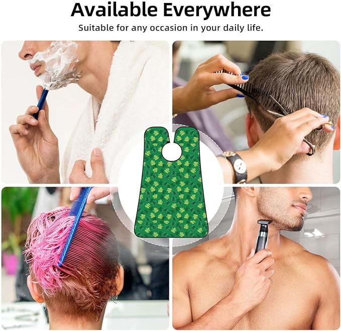 Beard Grooming Cape, Waterproof Hair Catcher for Shaving Trimming, Non-Stick Bib Apron Gifts for Dad Men, Animal Frogs Green Shave Bib