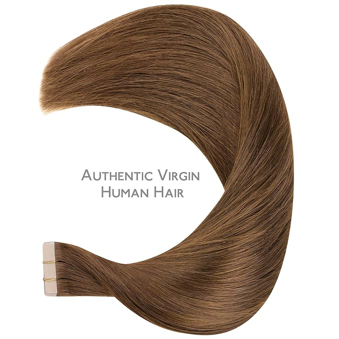 WENNALIFE Tape in Hair Extensions Human Hair Light Auburn Brown Tape in Extensions, 10pcs 25g 16 inch Remy Invisible Tape Ins Straight Colored Soft Real Human Hair Tape in Extensions Refill Set