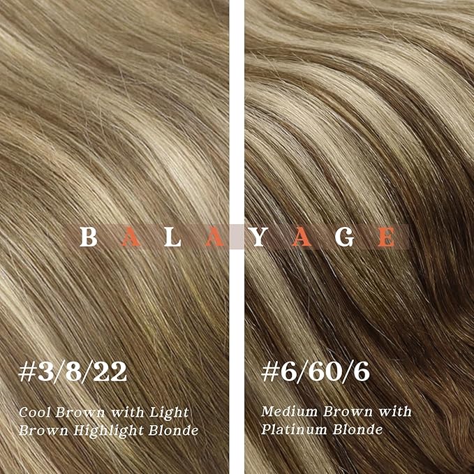 Ve Sunny Human Hair Clip in Extensions Balayage Clip in Hair Extensions Ombre Hair Extensions Clip ins Dark Brown to Light Brown with Blonde Clip on Extensions Easy to Use 16inch 120g 7pcs