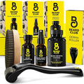 The Beard Club Signature Beard Growth Kit - Derma Roller, Beard Growth Oil, Beard Growth Vitamins, Vitamin Spray & Beard Brush - Gift Set