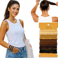 Boho Hair Ties, 20-Pack (4 Styles) Cute Elastic Bands for Thick or Thin Hair, No-Damage Stretch Bracelets, Brown Hair Accessories for Women & Girls (Berry Jamboree)